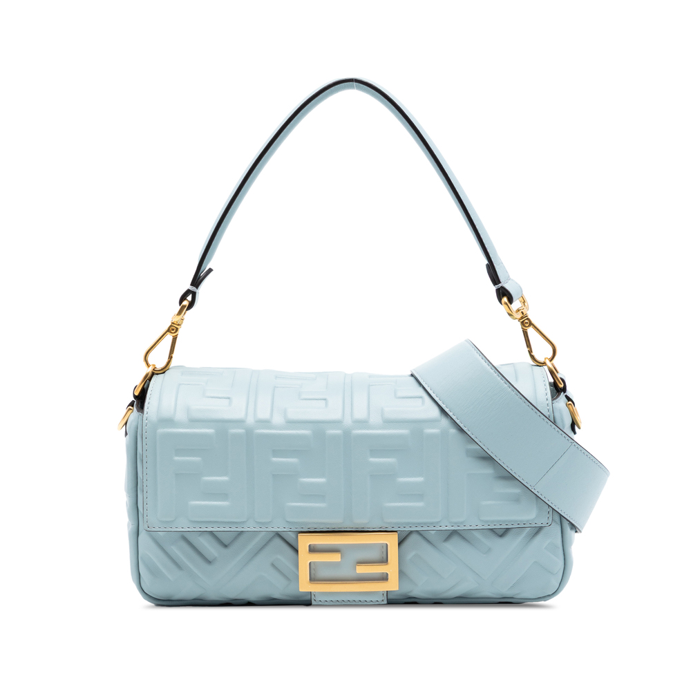 Pre-Loved Fendi Zucca Embossed Leather Baguette Satchel
